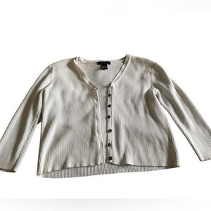 Mid sleeves white button up cardigan